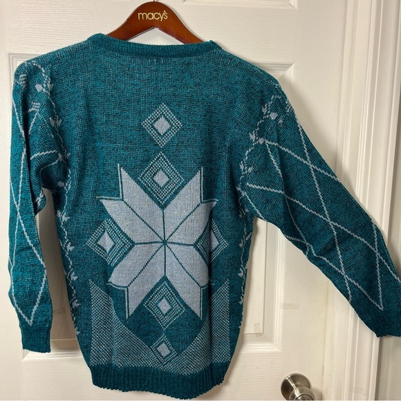 Compagnie Energique Vintage 80’ Teal Sweater size medium granny - Picture 6 of 10